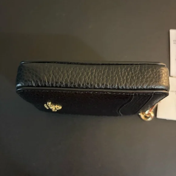 Coach Zip Card Case IM/6303 Black with Gold Chain NWT - Picture 7 of 8